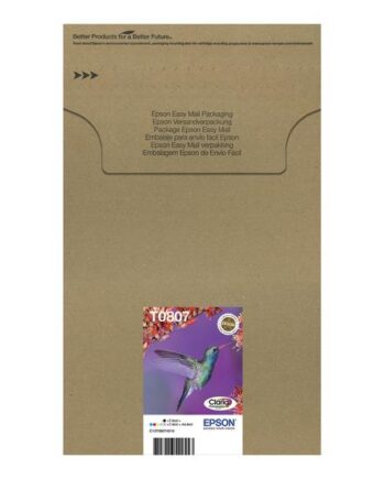 Epson T0807 Easy Mail Packaging   Pakker Sort  Gul  Cyan  Magenta  Lys Magenta  Lys Cyan Original Blækpatron
