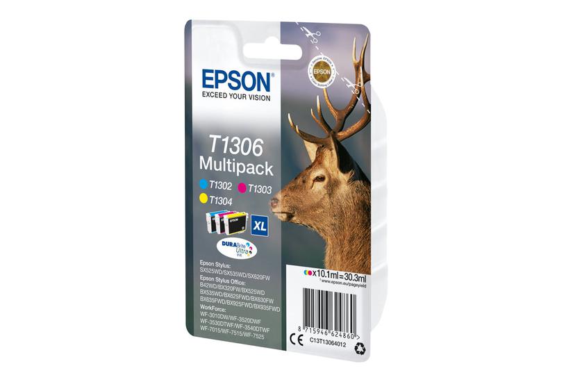 Epson T1306 Multipack Pakker Gul Cyan Magenta Original Blækpatron