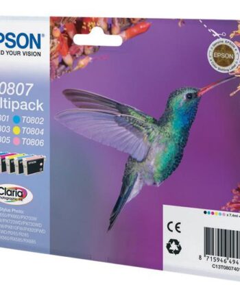 Epson T0807 Multipack Sort  Gul  Cyan  Magenta  Lys Magenta  Lys Cyan Original Blækpatron