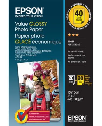 Epson Value Photo Paper Glossy Fotopapir Skinnende 20 Ark 100   150 Mm  Pakke Med