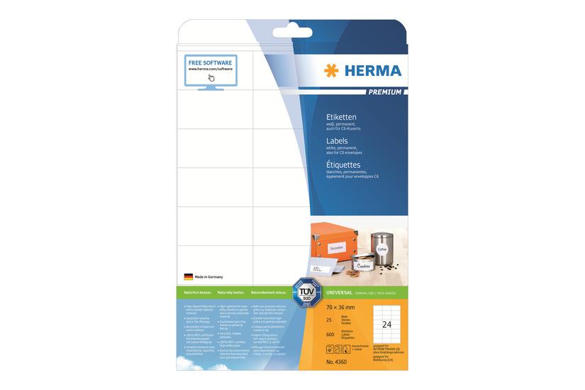 Herma Premium Laminerede Etiketter Mat 600 Etikette 70 36 Mm