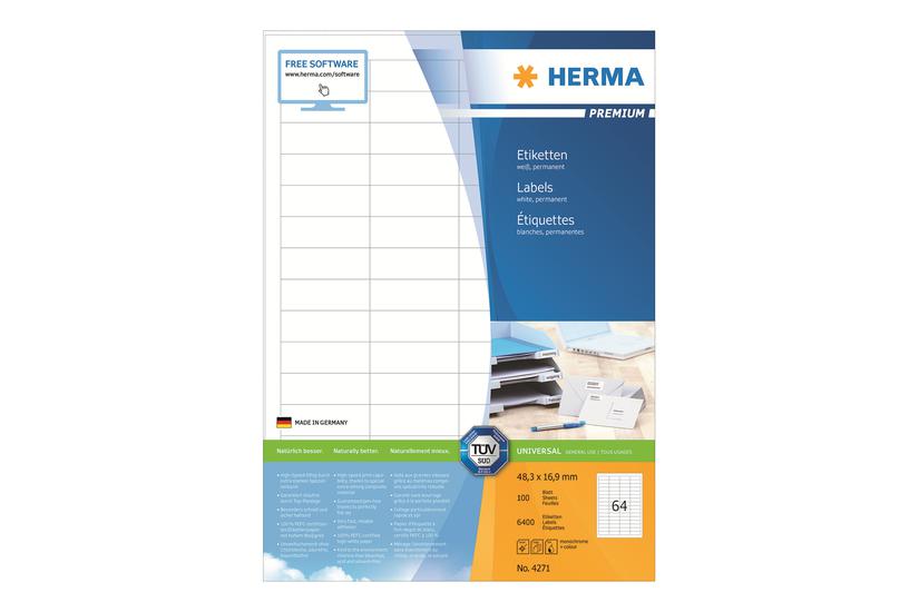 Herma Premium Laminerede Etiketter Mat 6400 Etikette 48 16 Mm