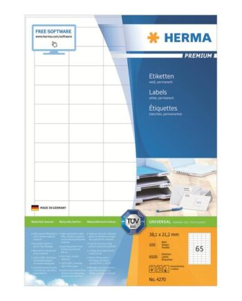 Herma Premium Laminerede Etiketter Mat 6500 Etikette    38     21   Mm