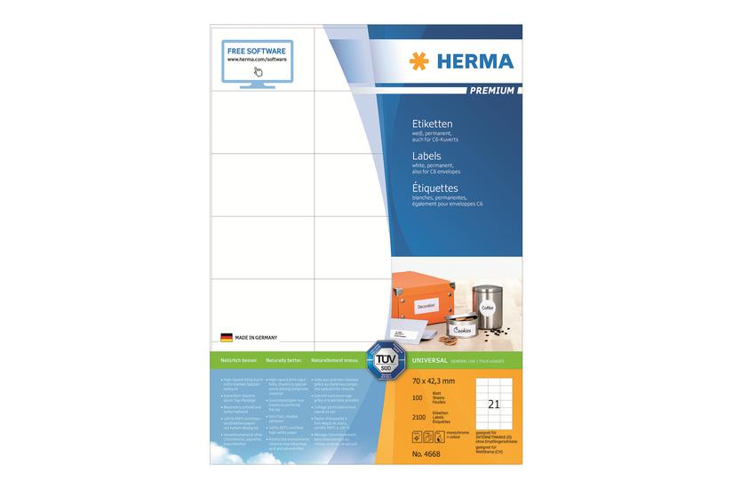 Herma Premium Laminerede Etiketter Mat 2100 Etikette 70 42 Mm