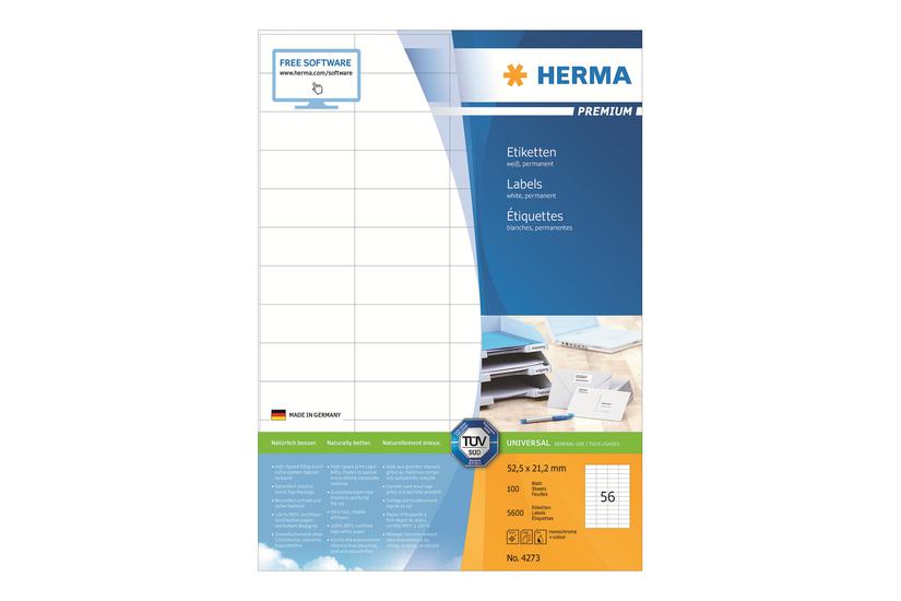 Herma Premium Laminerede Etiketter Mat 5600 Etikette 52 21 Mm