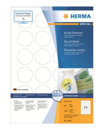 Herma Special Etiketter Mat 2400 Etikette    40 Mm Rund