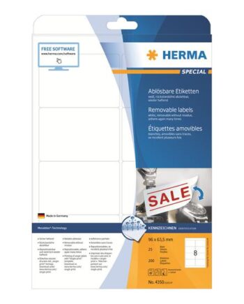 Herma Special Etiketter Mat 200 Etikette    96   63   Mm
