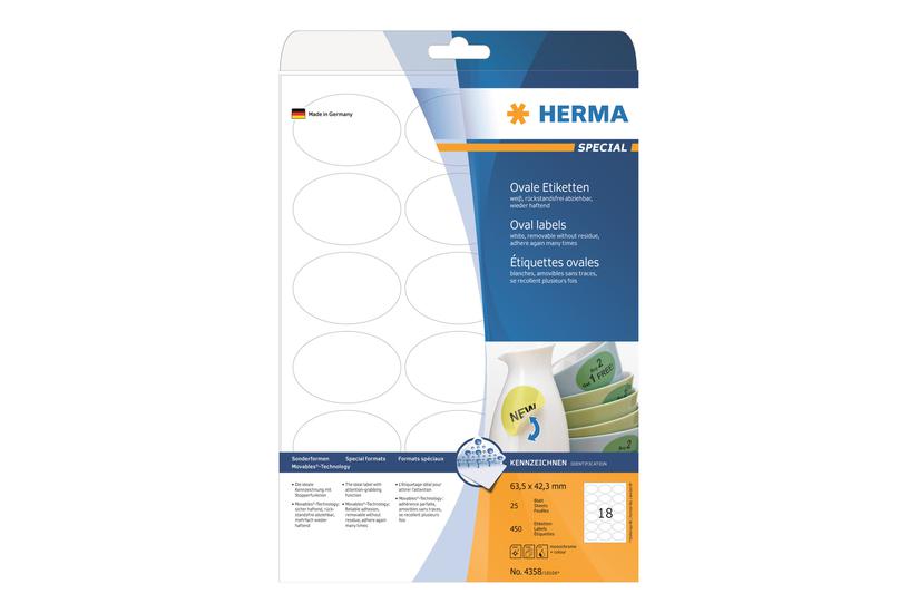 Herma Special Etiketter Mat 450 Etikette 63 42 Mm Oval