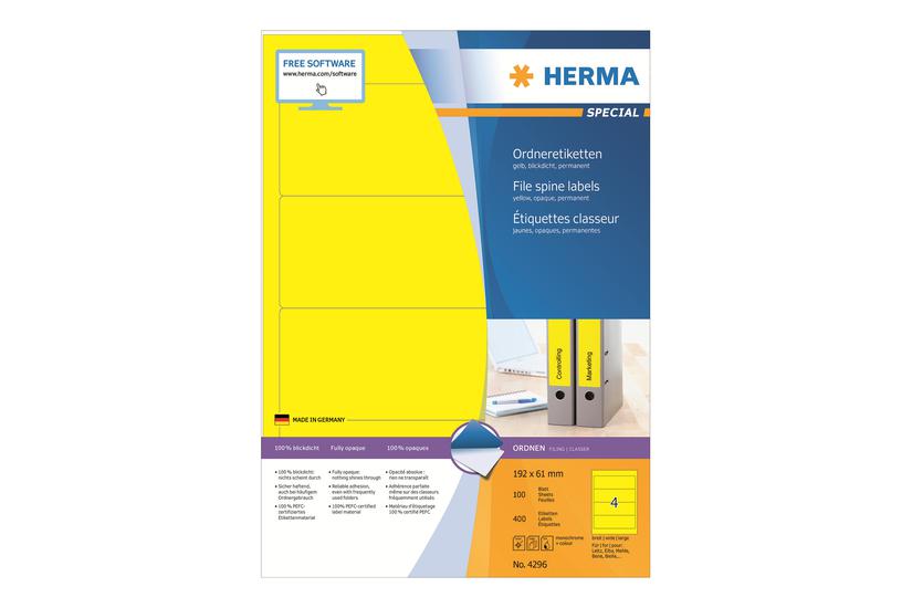 Herma Special Uigennemsigtige Mappemærkater Mat 400 Etikette 192 61 Mm