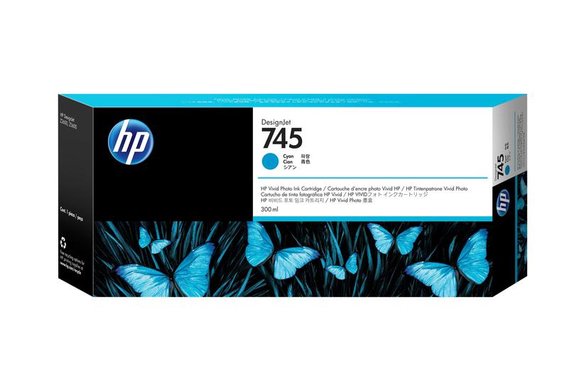 Hp 745 Høj Kapacitet Cyan Original Designjet Blækpatron