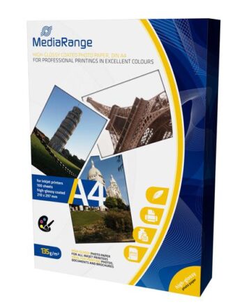 Mediarange Fotopapir Høj-skinnende 100 Ark A4 135