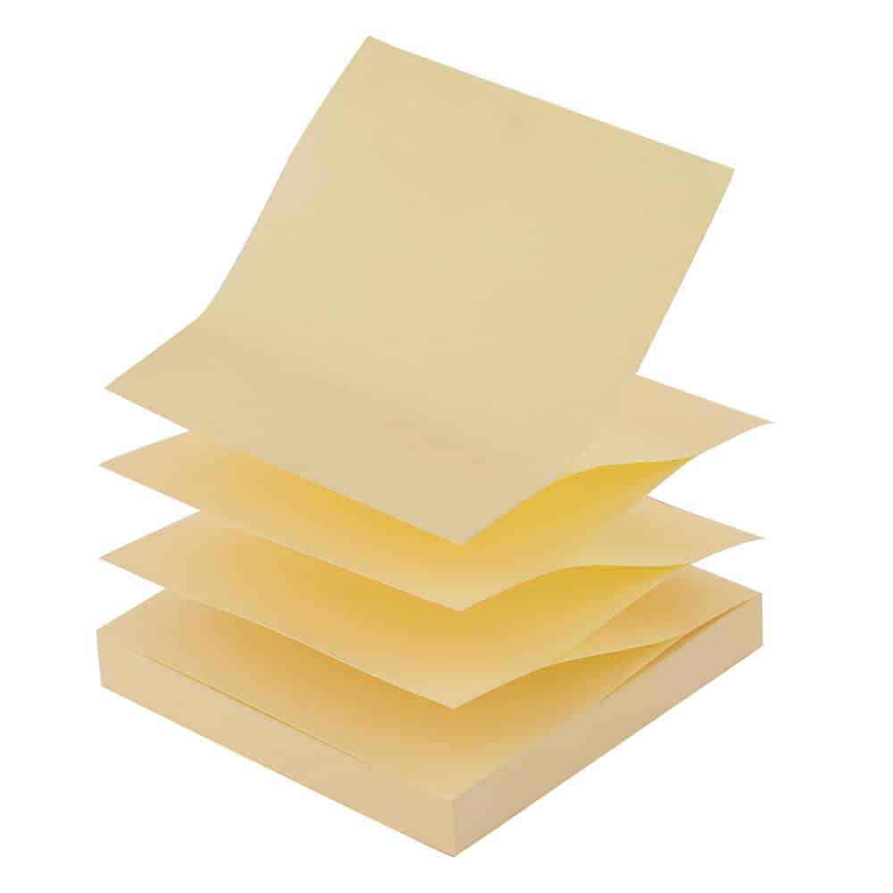 Notesblok Alternativ 12 Stk  Gul Zig Zag 76x76mm Med 100 Ark Pr  Blok