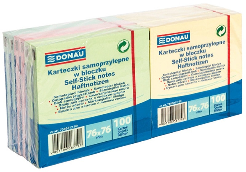 Notesblok Alternativ Til Post-it 12 Stk  100 Sider Hver    Pastelfarver 76x76mm