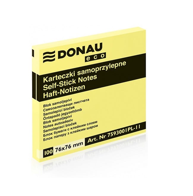 Notesblok 76x76mm Alternativ Til Post-it  Gul  12 Stk  Med 100 Ark Pr  Blok
