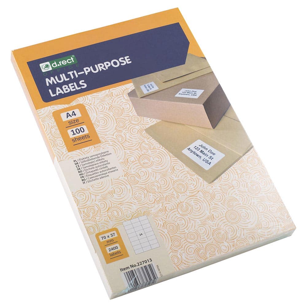 Universaletiketter 2400 Labels   Alt  70   37mm  24 Stk Pr Ark  100 Ark