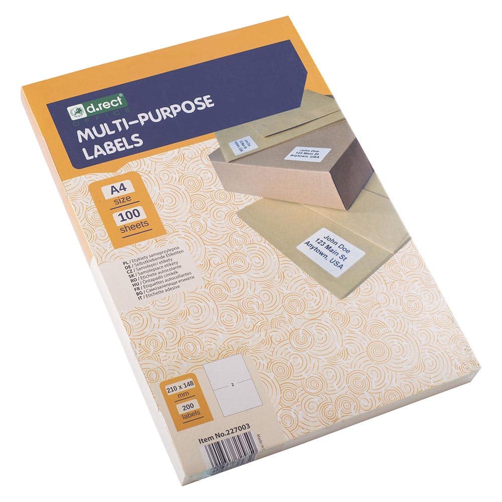 Universaletiketter 210   148mm   Stk Pr Ark  100 Ark    Alt 200 Labels