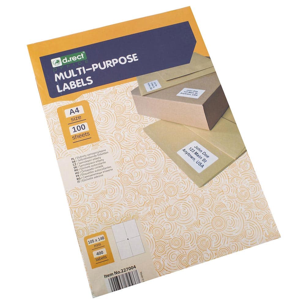 Universaletiketter 105   148mm   Stk Pr Ark  100 Ark   Alt  400 Labels