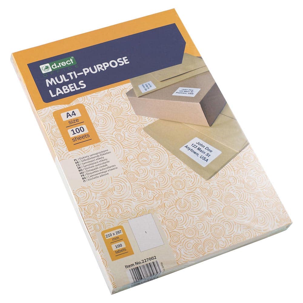 Universaletiketter 210   297mm   Stk Pr Ark  100 Ark   Alt  100 Labels