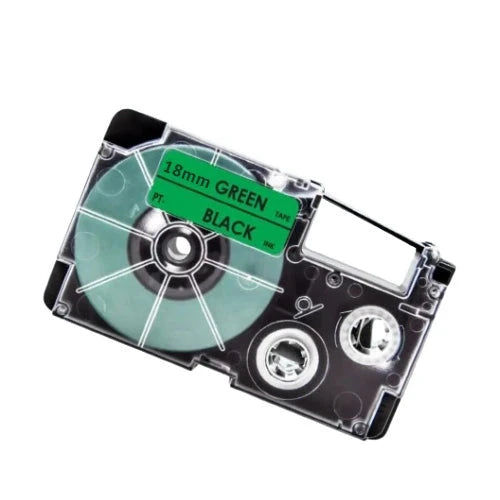 Casio Xr-18gn Sort Tekst   Grøn Tape 18 Mm       Tape Kompatibel