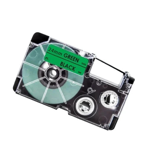 Casio Xr-24gn Sort Tekst Grøn Tape 24 Mm Tape Kompatibel