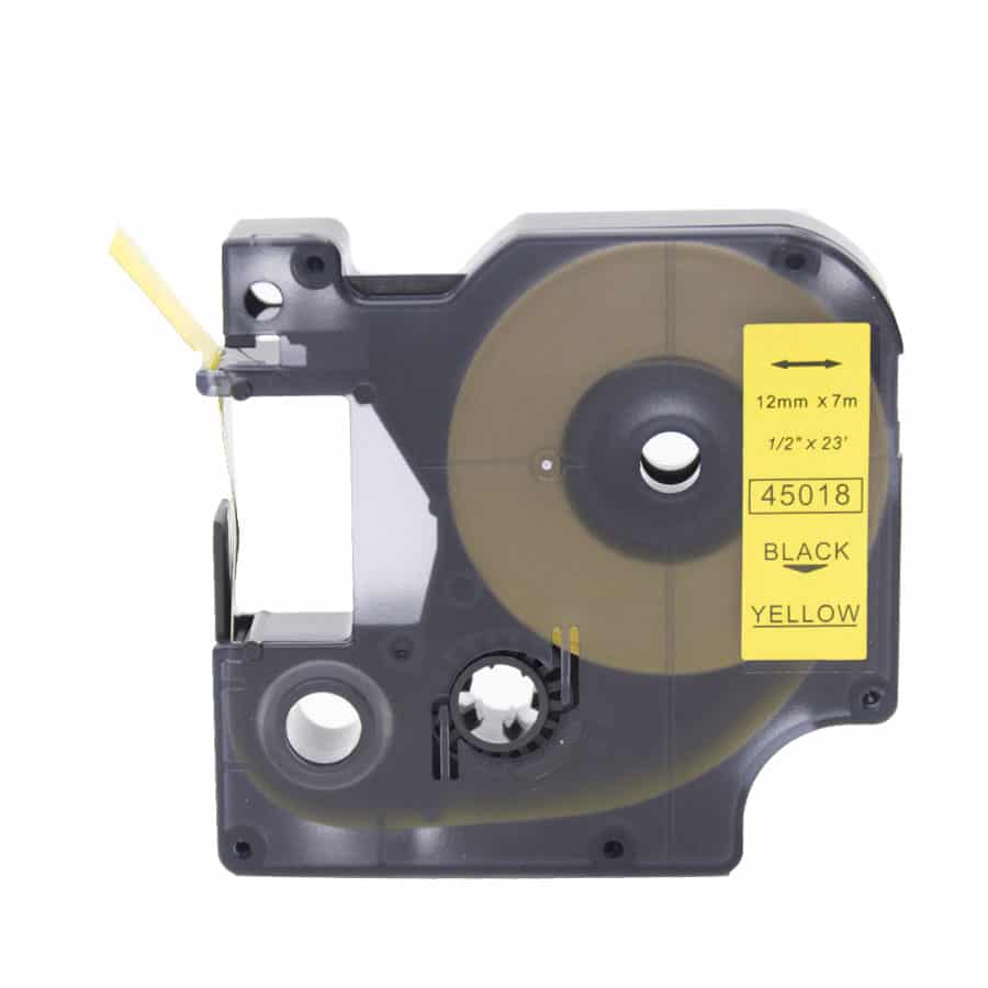 Dymo 45018 D1 Sort På Gul Tape Kompatibel S0720580 12mm   7m
