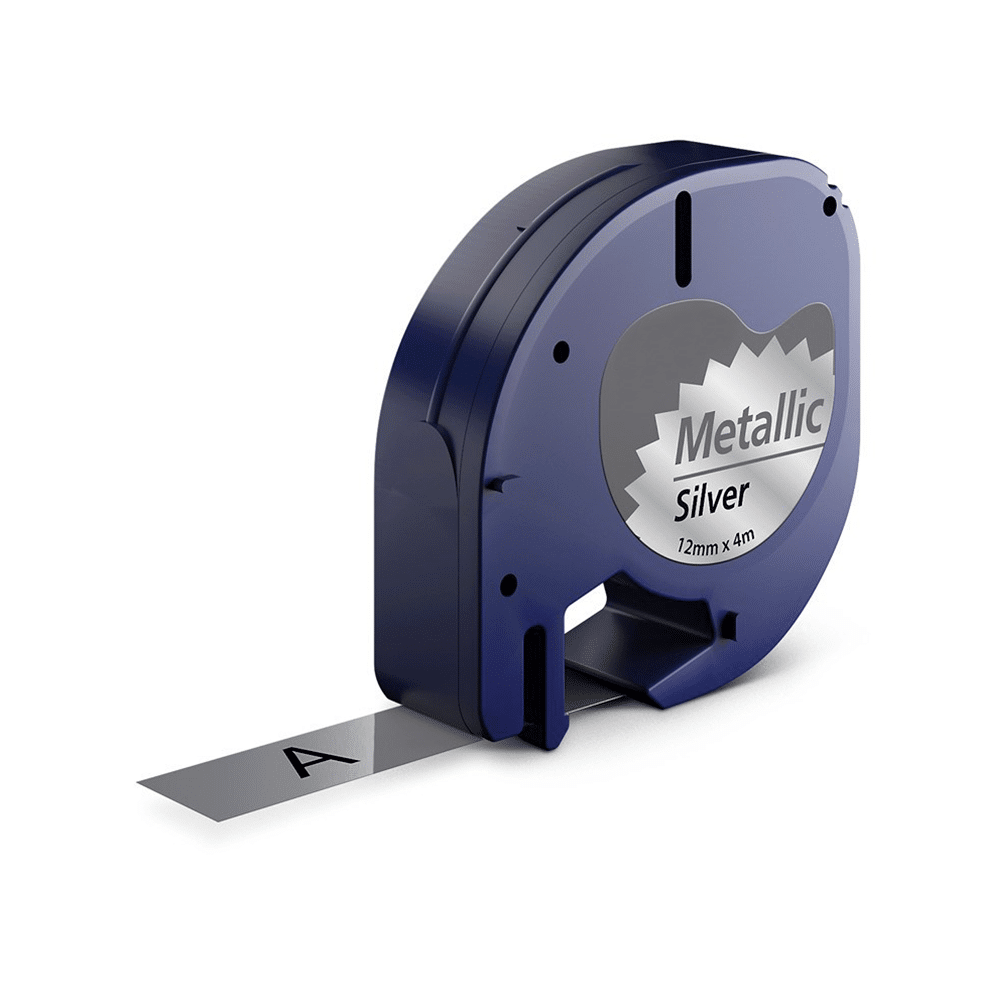 Dymo 91208   91228 Sort På Sølvmetallic Tape Kompatibel S0721730 12 Mm