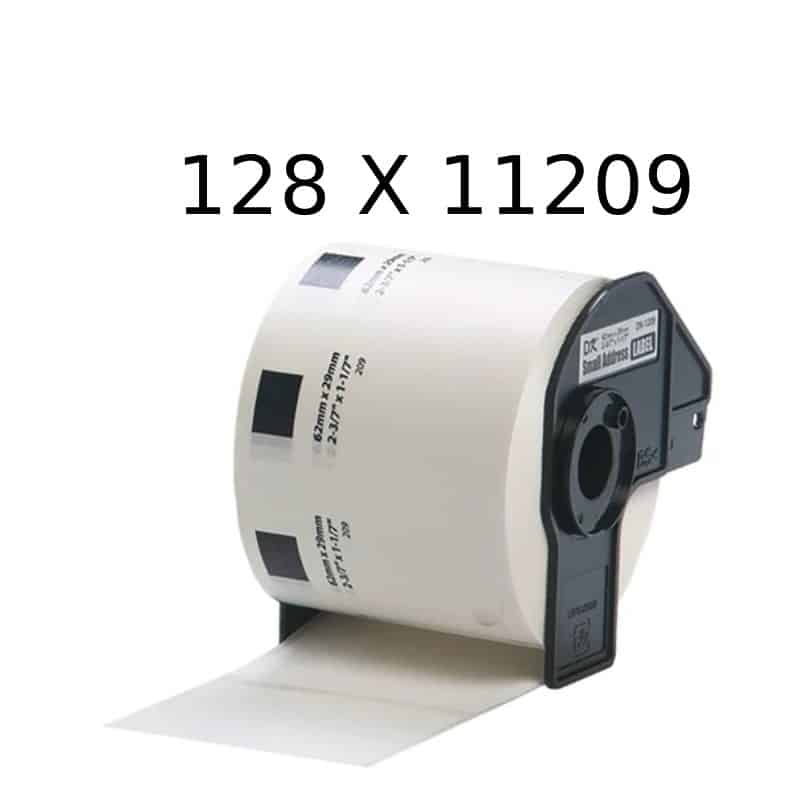 Brother Dk11209 Adresseetiketter Kompatibel 128 Stk 800 Pr Rulle 102 400 Stk 29 62mm