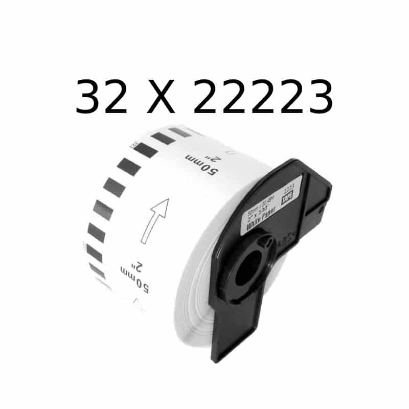 Rabatpakke 32 Stk Brother Dk22223 Etiketter Kompatibel 5cm 30 5m