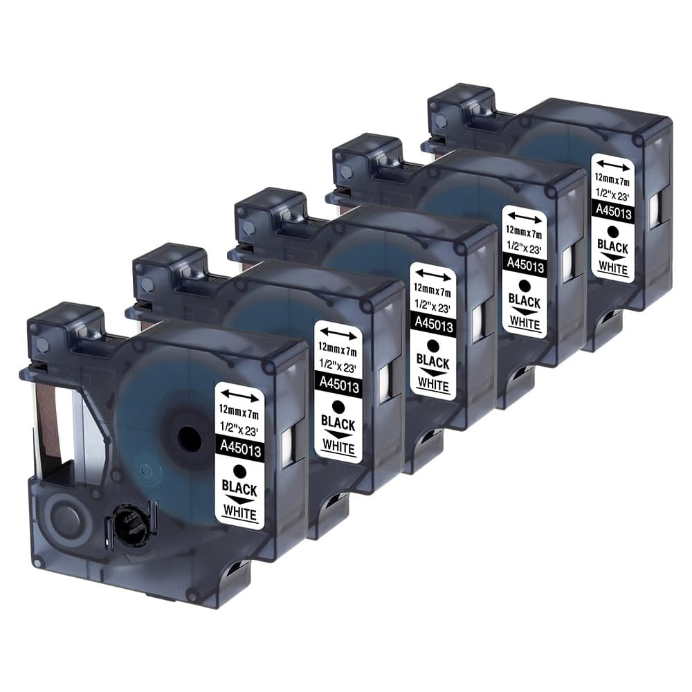 Rabatpakke   Stk Dymo 45013 D1 Sort På Hvid Tape Kompatibel S0720530 12mm   7m