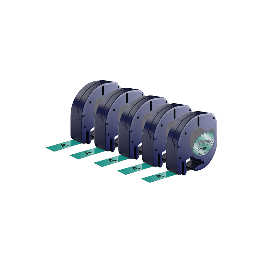 Rabatpakke   Stk Dymo 91209   91229 Sort På Grønmetallic Tape Kompatibel 12 Mm