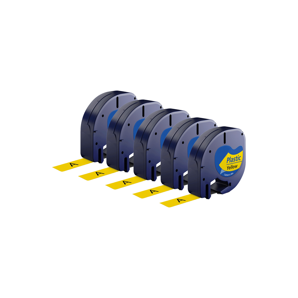 Rabatpakke   Stk Dymo 91202   91222 Sort På Gul Tape Kompatibel 12 Mm