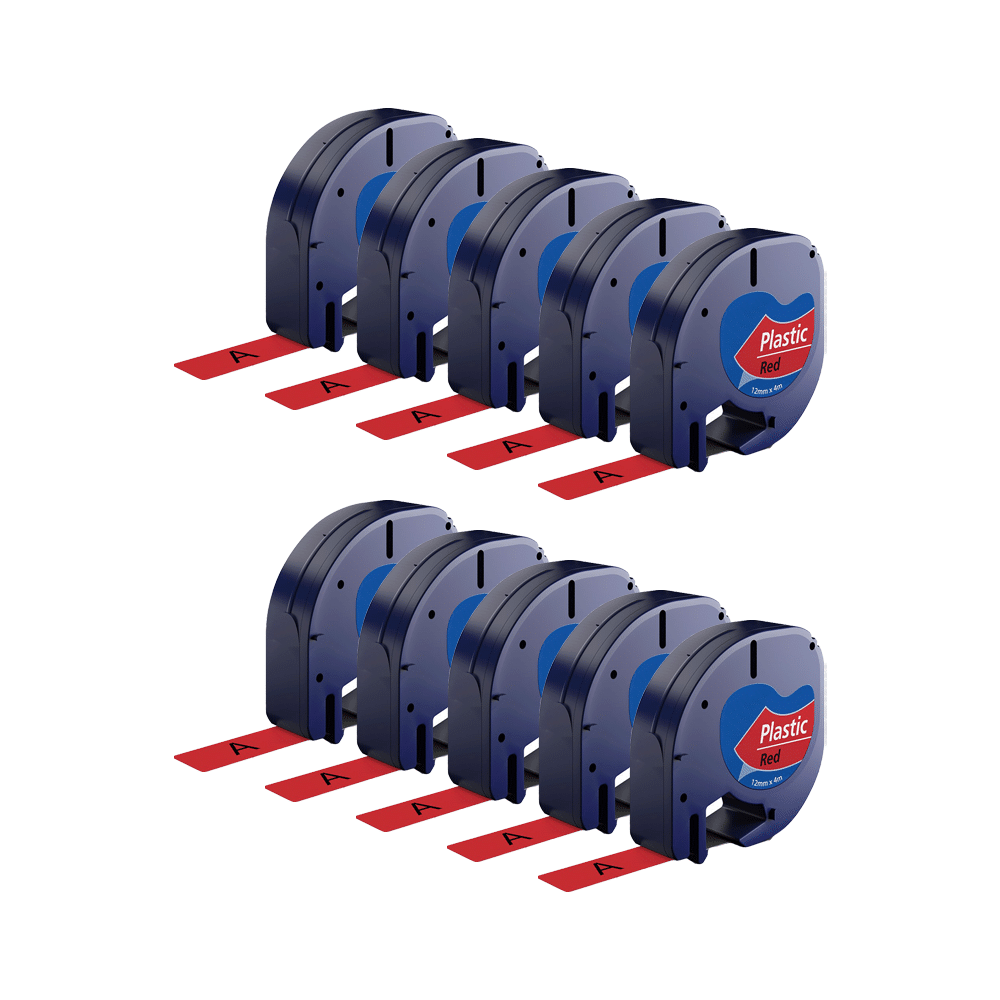 Rabatpakke 10 Stk Dymo 91203 91223 Sort På Rød Tape Kompatibel 12 Mm