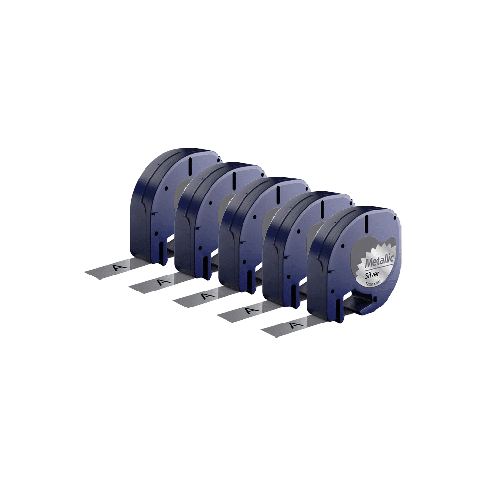 Rabatpakke   Stk Dymo 91208   91228 Sort På Sølvmetallic Tape Kompatibel 12 Mm