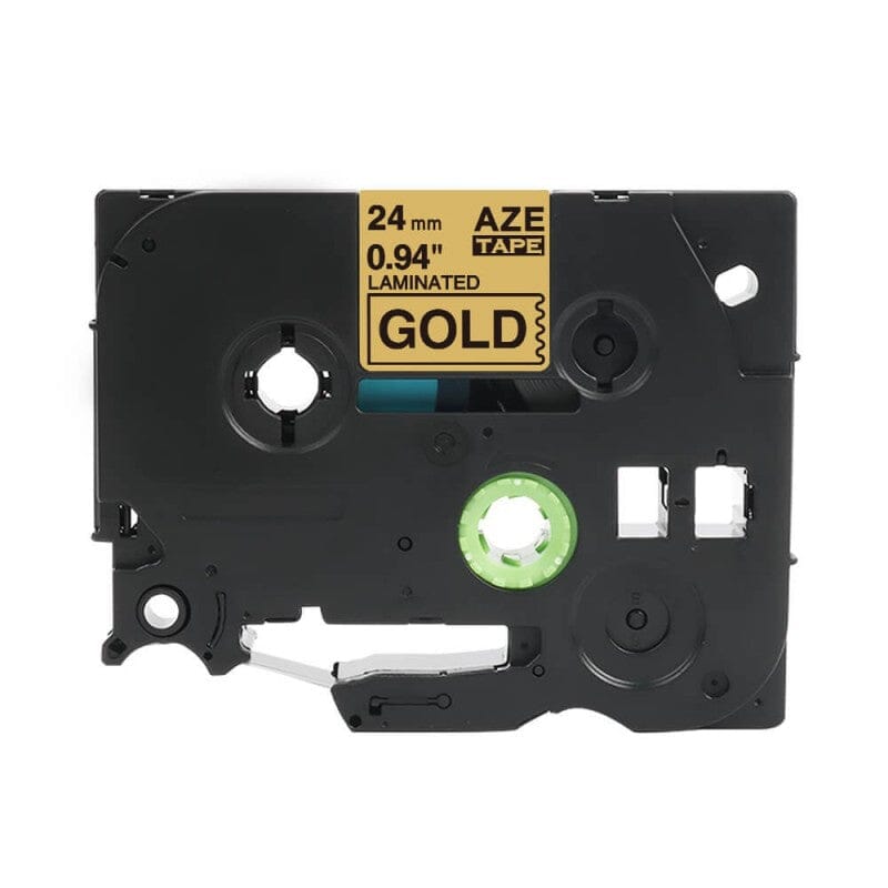 Brother Tze851 Tape Sort Tekst På Guld Tape  24mm   8m  Uoriginal