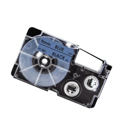 Casio Xr-9bu Sort Tekst   Blå Tape   Mm       Tape Kompatibel