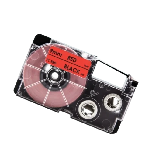 Casio Xr-9rd Sort Tekst   Rød Tape   Mm       Tape Kompatibel