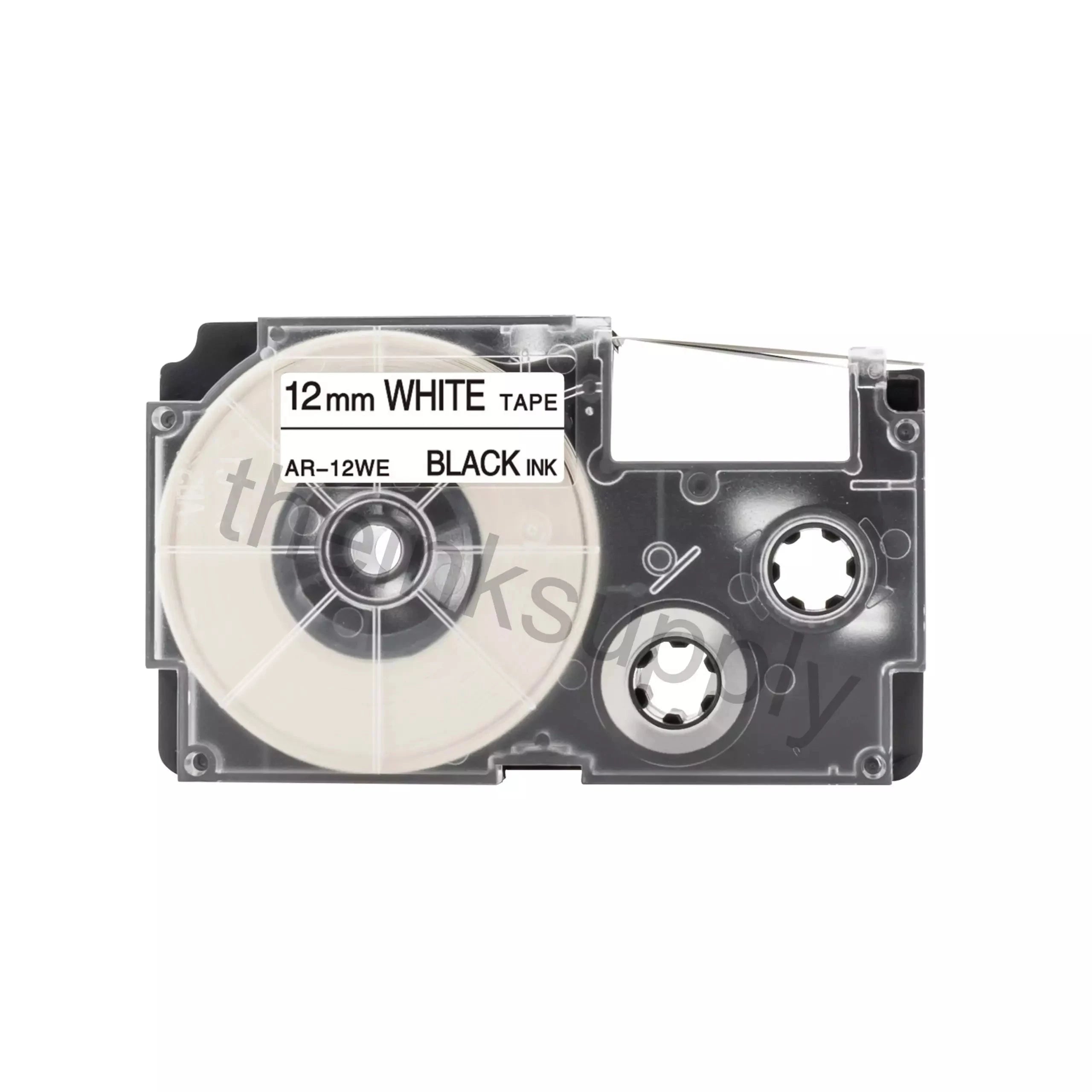 Casio Xr-12we Sort Tekst   Hvid Tape 12 Mm       Tape Kompatibel