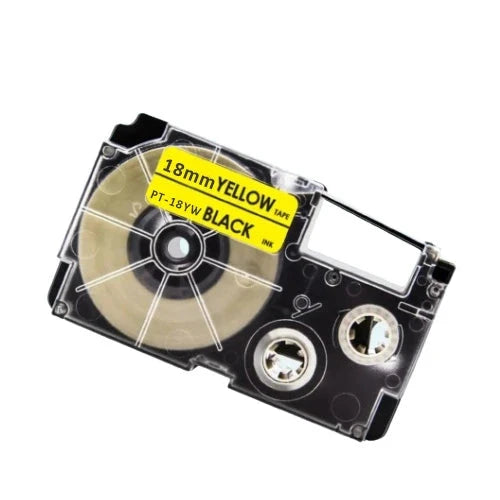 Casio Xr-18yw Sort Tekst   Gul Tape 18 Mm       Tape Kompatibel