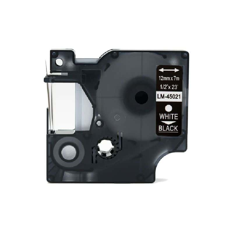 Dymo 45021 D1 Hvid På Sort Tape Kompatibel S0720610 12mm   7m
