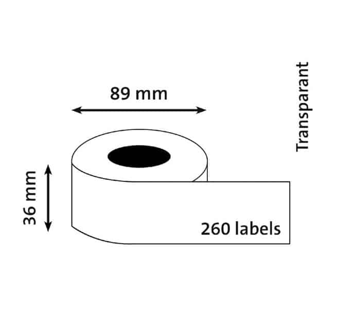 Dymo 99013 Gennemsigtige Adresseetiketter Kompatibel S0722550 260 Stk 89   36mm