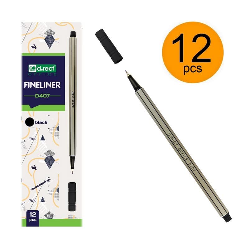Fineliner Leviatan D407 Sort  12 Stk