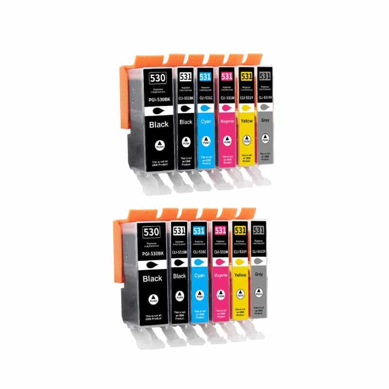 Rabatpakke Canon Pgi-530 Cli-531 Pgbk-bk- - - -gy 12 Stk Blækpatron Kompatibel 6117c001- 560 Sider