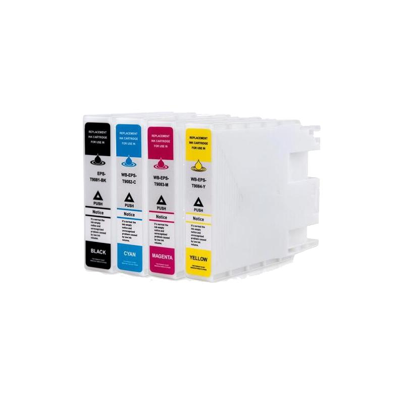 Rabatpakke Epson T9081-t9084 Bk- - -  Blækpatron   Stk Kompatibel C13t908140 17 000 Sider