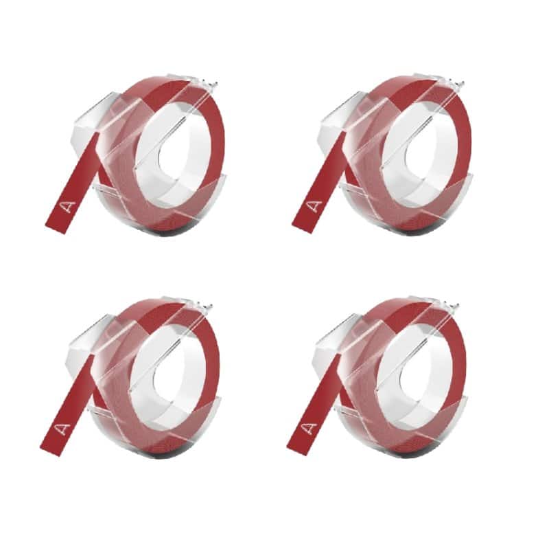 Rabatpakke   Stk Dymo 3d Hvid På Rød Tape Kompatibel   Mm