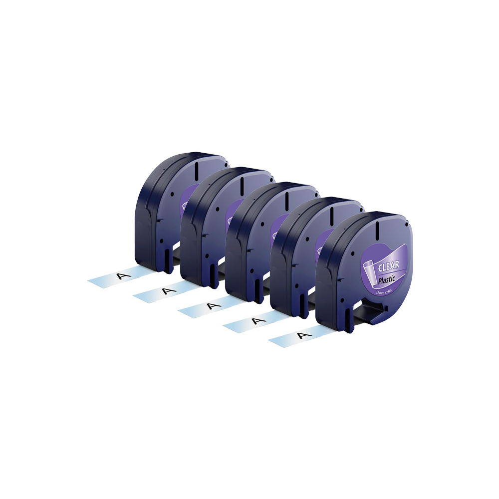 Rabatpakke   Stk Dymo 12267 Sort På Klar Tape Kompatibel 12 Mm